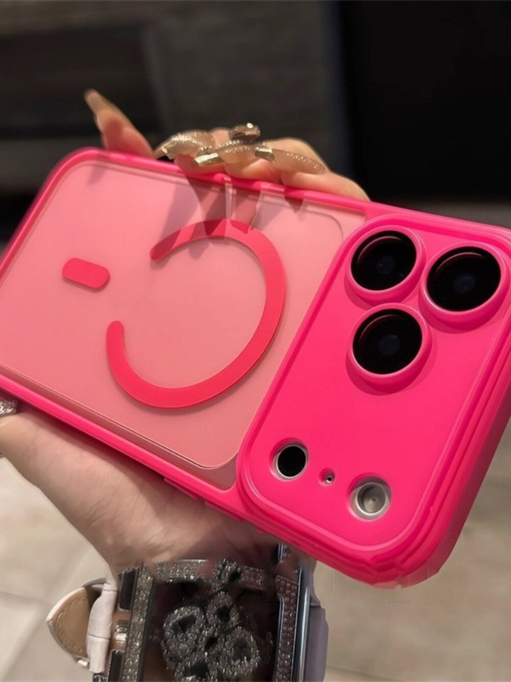 Magsafe Hot Pink iPhone 17 Pro Max Case with Translucent Back